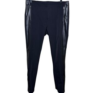 Vanilla Black Faux Leather Side Panel Zip Pocket‎ Skinny Moto Pants Womens 40